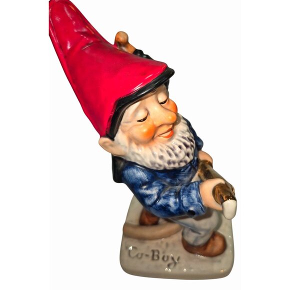 Vintage Ceramic Fireman Goebel Gnome Figurine Red Hat Holding Hose - Picture 6 of 11